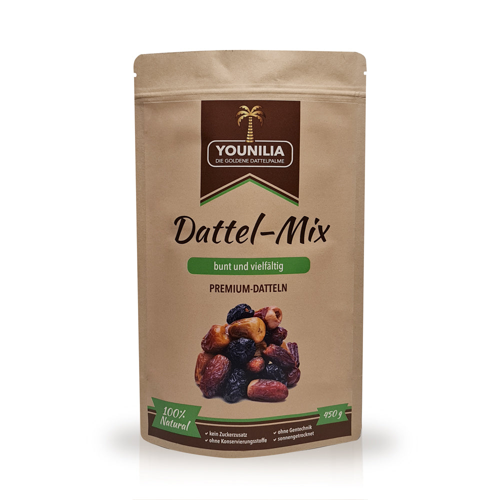 Dattel-Mix Premium von Younilia im 450g Beutel – bunte und vielfältige Mischung hochwertiger Datteln