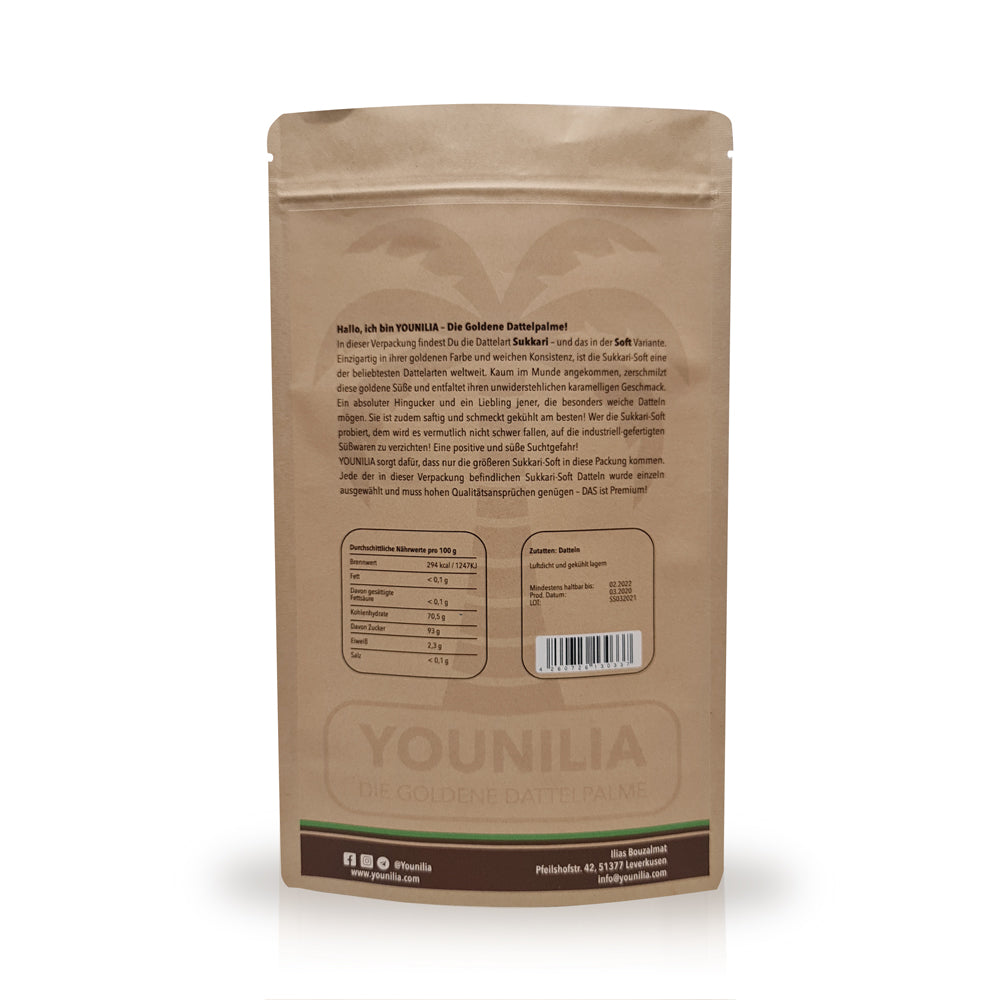 Sukkari Soft Premium Datteln von Younilia im 450g Beutel – süße und karamellige Datteln in bester Qualität