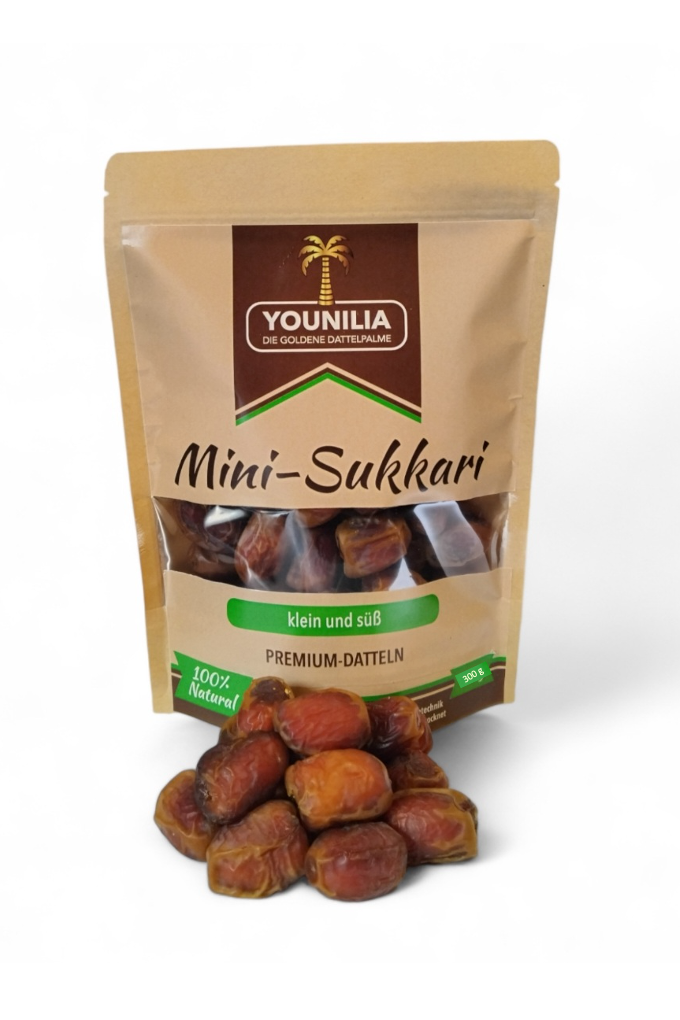 YOUNILIA Mini-Sukkari Datteln – klein und süß, 300 g Packung