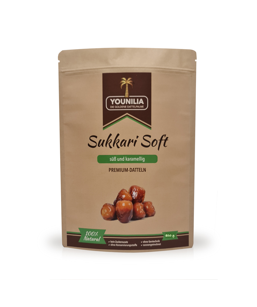 YOUNILIA Sukkari Soft Datteln – süß und karamellig, 800 g Packung
