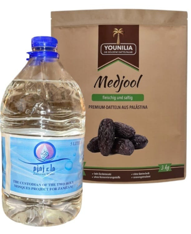 ZamZam Wasser mit frischen Medjool Datteln – natürlich & süß