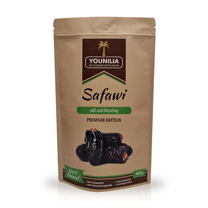 Safawi Premium Datteln von Younilia im 450g Beutel – süß, fleischig und aromatisch