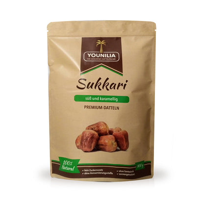 Mini Sukkari Datteln aus Saudi-Arabien – kleine goldbraune Premium Datteln mit süßem Geschmack